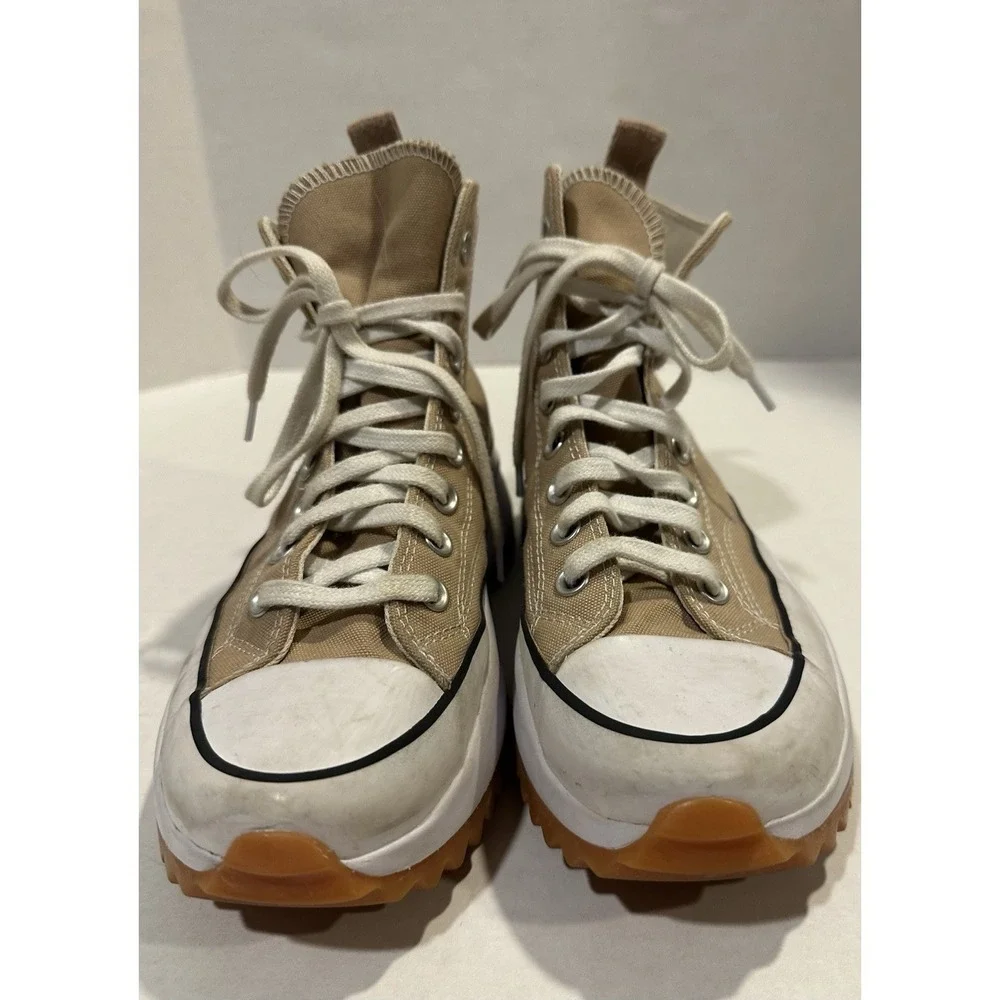 Converse Run Star Hike High Tops Chuck Taylor All Star Platform Shoes Tan 7.5